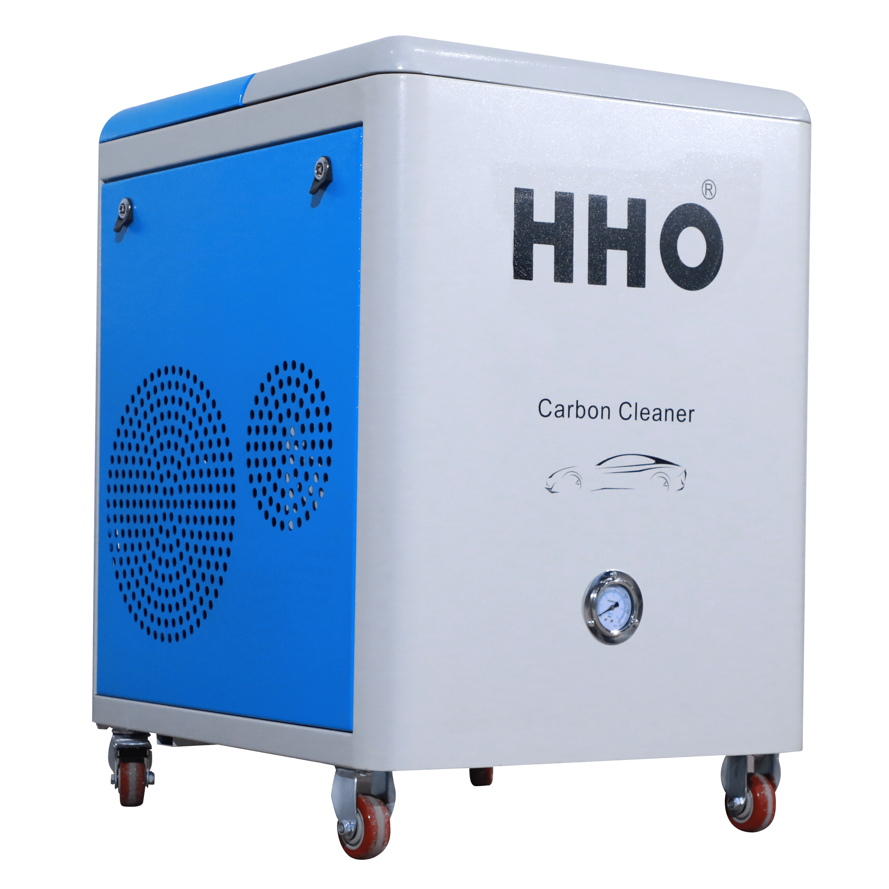 Close-up of an HHO cleaning machine displayed in-store, ready for use.